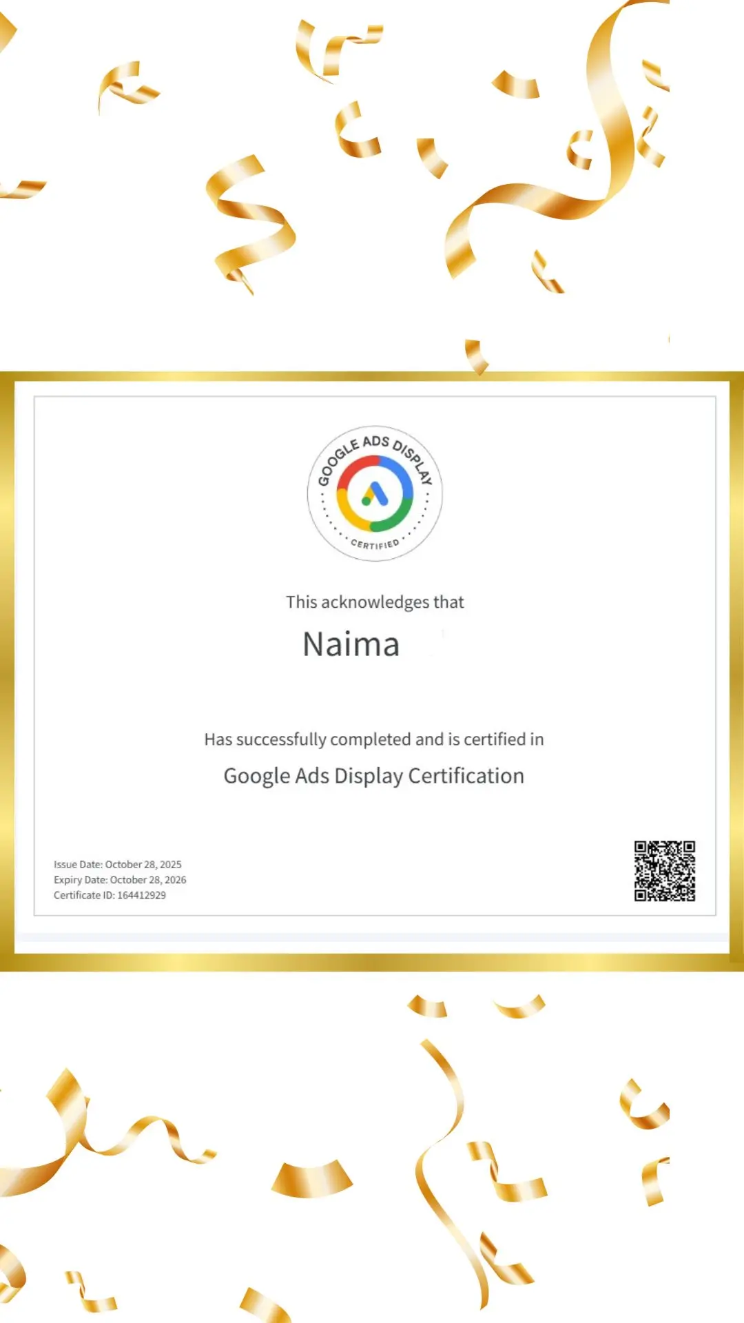Google Ads Display Certification for display advertising skills